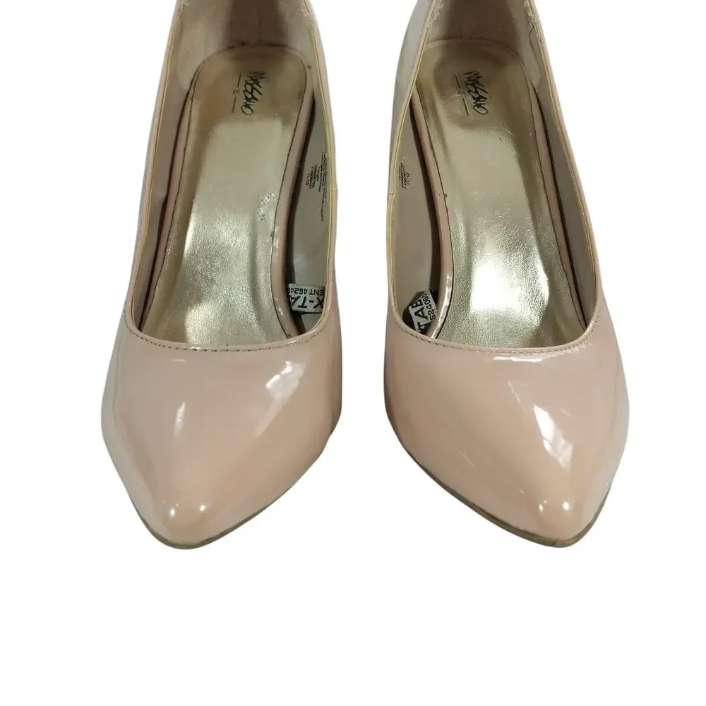 NWOT-1 SHOW! MOSSIMO! BEIGE/TAN PATENT LEATHER POINTY TOE CLASSIC PUMPS! SZ 8M